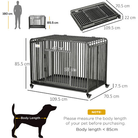 PawHut Rolling Heavy Dut Dog Crate for Medium, Large Dogs w/ Removable Tray