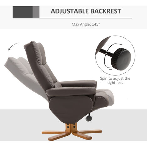 HOMCOM Recliner Chair and Footstool PU Leather Wooden Base Brown