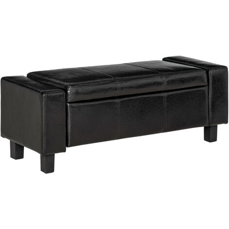 Homcom Ottoman Storage Chest Faux, Faux Leather Bench Seat