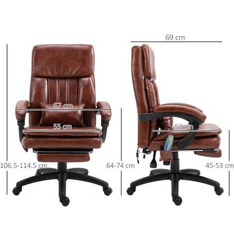 Vinsetto PU Leather Massage Office Chair w/ Adjustable Height Footrest ...