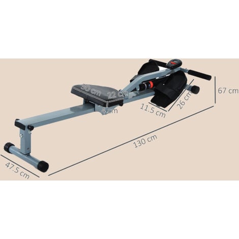 HOMCOM 12 Level Fitness Rowing Machine Cardio Fitness Workout and Gym ...