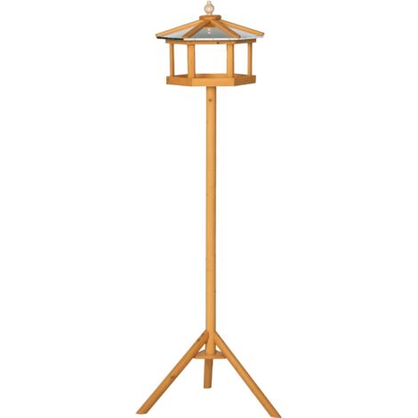 PawHut Bird Table Wooden Feeding Station with Stand for Garden Wooden 153cm