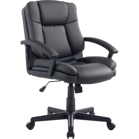 Vinsetto Swivel Executive Office Chair Mid Back PU Leather Chair w/ Arm Black