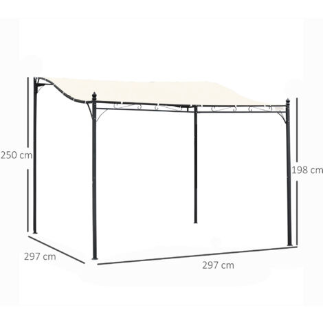 Outsunny 3 x 3M Wall Mounted Awning Free Stand Canopy Shade Garden Porch Pergola Cream