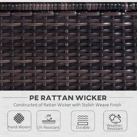 Outsunny 6 Pieces Rattan Furniture Set Conservatory Sofa Deluxe Wicker Garden Brown