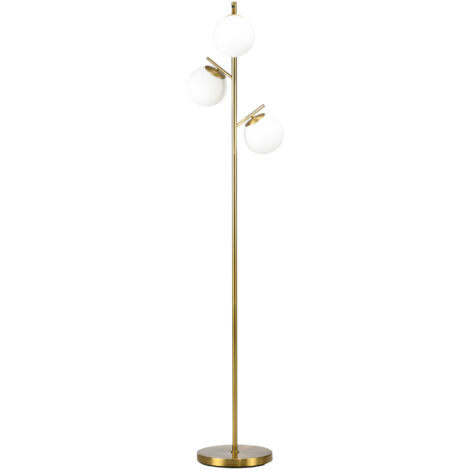 HOMCOM Modern Tree Floor Lamp with 3 Light, for Living Room Bedroom Gold Tone