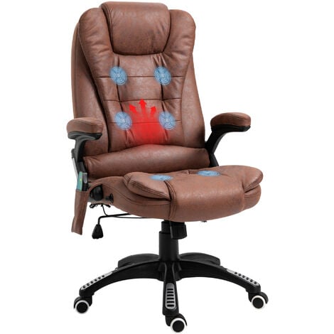 Vinsetto Office Chair w/ Heating Massage Points Relaxing Reclining  Brown