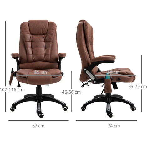 Vinsetto Office Chair w/ Heating Massage Points Relaxing Reclining  Brown