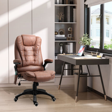 Vinsetto Office Chair w/ Heating Massage Points Relaxing Reclining  Brown