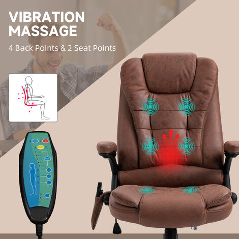 Vinsetto Office Chair w/ Heating Massage Points Relaxing Reclining  Brown