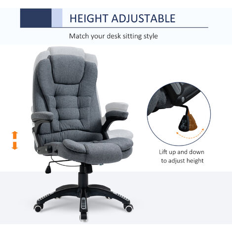 Vinsetto High Back Home Office Chair Swivel Microfibre Fabric Desk Chair Dark Grey