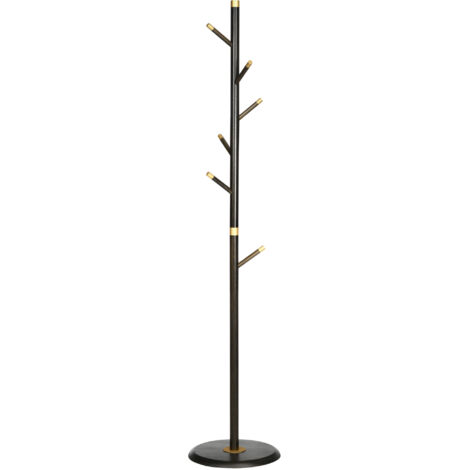 HOMCOM Coat Rack Bamboo Coat Stand with Round Base for Handbags (1/5)
