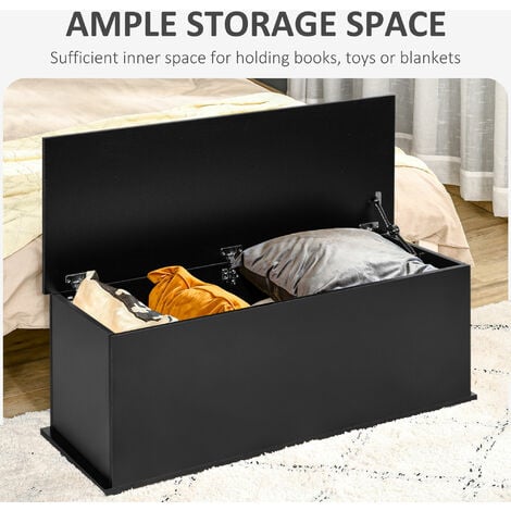 Storage Box Chest With Lid Ottoman Storage Keepsake Cabinet Chipboard Black