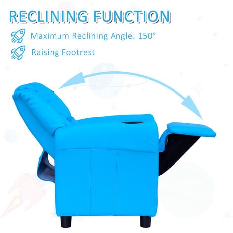 HOMCOM Kids Recliner Chair with Adjustable Backrest & Footrest Blue