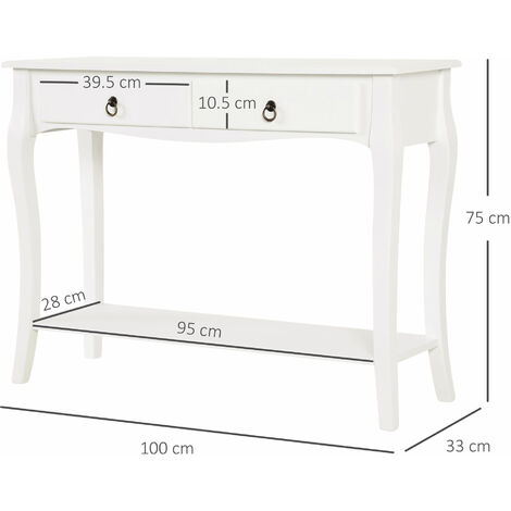 HOMCOM Console Table Sofa Side Desk with Storage Shelves Drawers for Entryway