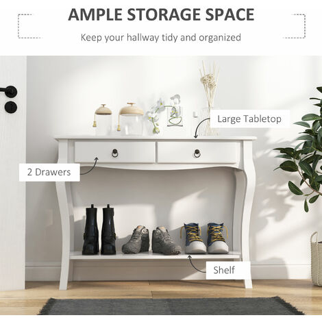HOMCOM Console Table Sofa Side Desk with Storage Shelves Drawers for Entryway