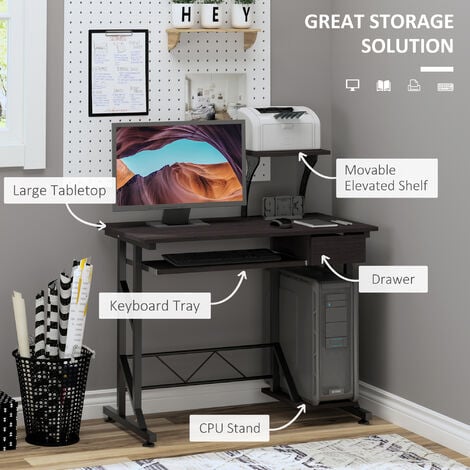 computer desk with storage and keyboard tray