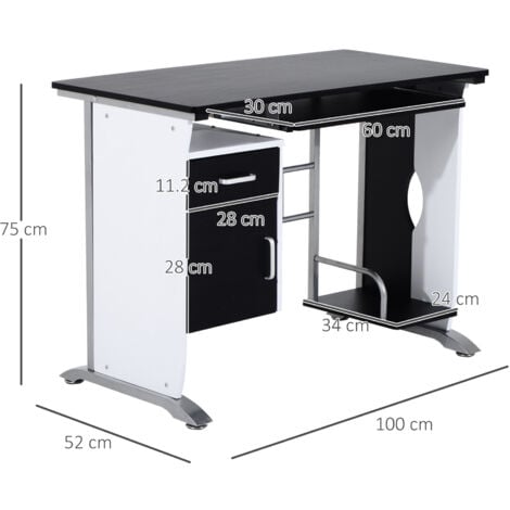 Homcom Computer Desk With Sliding Keyboard Tray Storage Drawers And Host Box Shelf Home Office Workstation