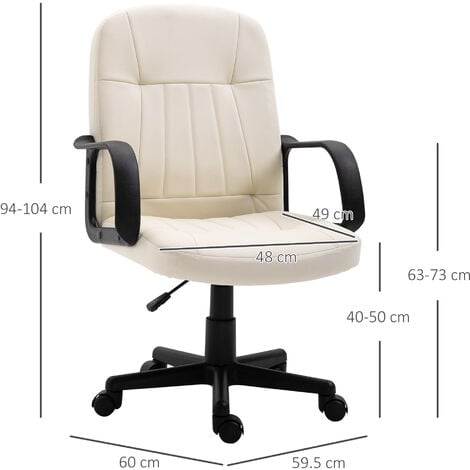 HOMCOM Swivel Executive Chair PU Leather Computer Desk Chair Office Furniture Cream