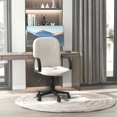 HOMCOM Swivel Executive Chair PU Leather Computer Desk Chair Office Furniture Cream