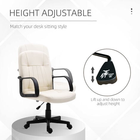 HOMCOM Swivel Executive Chair PU Leather Computer Desk Chair Office Furniture Cream