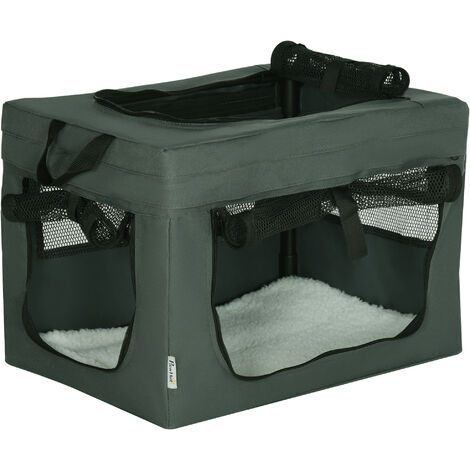 PawHut Foldable Pet Carrier, Portable Pet Travel Bag for Medium Dogs Grey