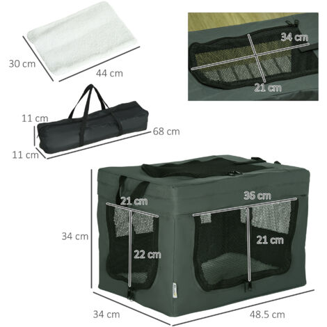 PawHut Foldable Pet Carrier, Portable Pet Travel Bag for Medium Dogs Grey