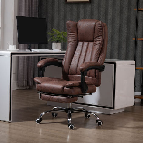 Vinsetto Executive Office Chair Computer Desk Chair for Home w/ Footrest Brown