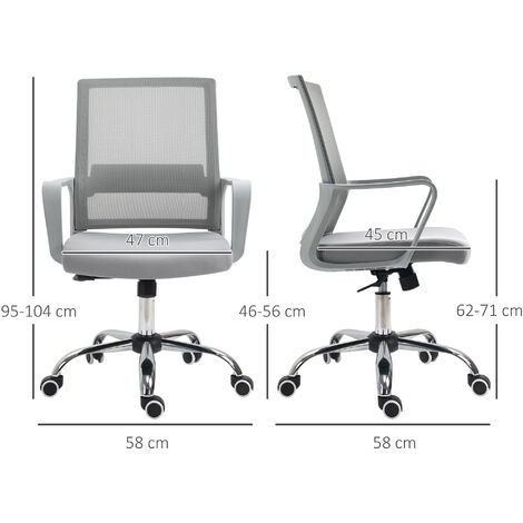 Vinsetto Ergonomic Office Chair Adjustable Height Breathable Mesh Swivel Grey