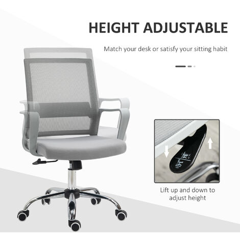 Vinsetto Ergonomic Office Chair Adjustable Height Breathable Mesh Swivel Grey