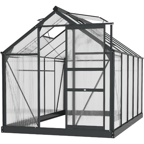 Outsunny Walk-In Polycarbonate Greenhouse Plant Grow Galvanized Aluminium 6 x 10ft