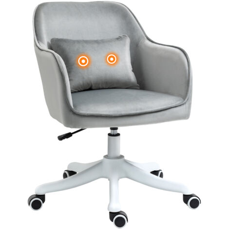 Vinsetto Office Chair with Rechargeable Vibration Massage Lumbar Pillow, Wheels Grey