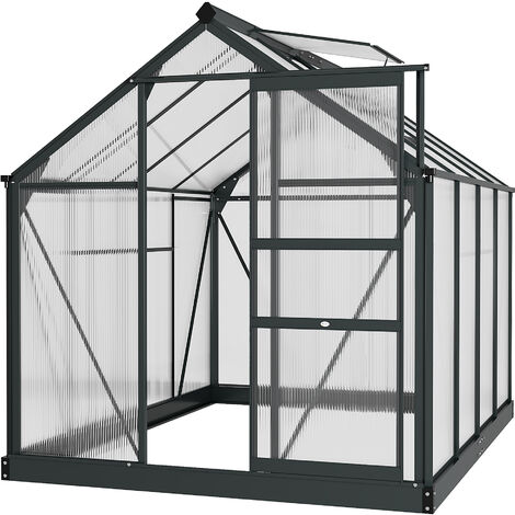Outsunny Walk-In Polycarbonate Greenhouse Plant Grow Galvanized Aluminium 6 x 8ft