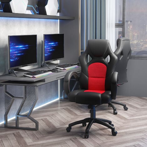 Bigzzia High-Back Gaming Chair PC Office Chair Computer Racing Chair PU  Desk Task Chair Ergonomic Executive Swivel Rolling Chair with Lumbar  Support