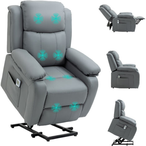 HOMCOM Riser and Recliner Chair Power Lift Recliner with Remote Grey