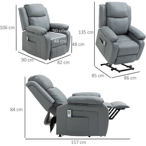 HOMCOM Riser and Recliner Chair Power Lift Recliner with Remote Grey