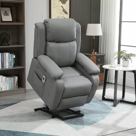 HOMCOM Riser and Recliner Chair Power Lift Reclining Chair with Remote Grey