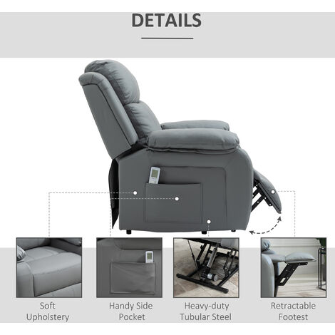 HOMCOM Riser and Recliner Chair Power Lift Recliner with Remote Grey