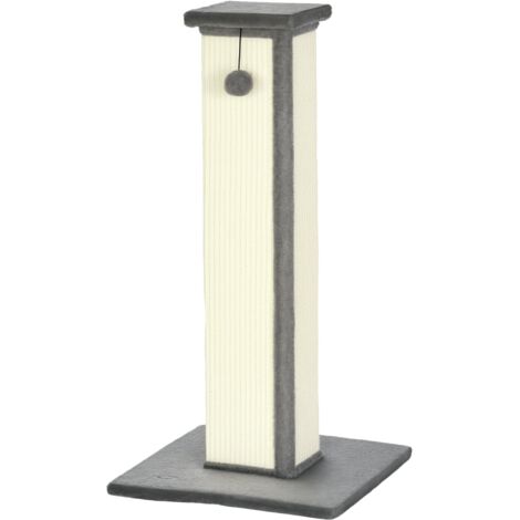 PawHut Cat Scratching Post with Vertical Sisal Rope Ball Plush, 81cm, Grey