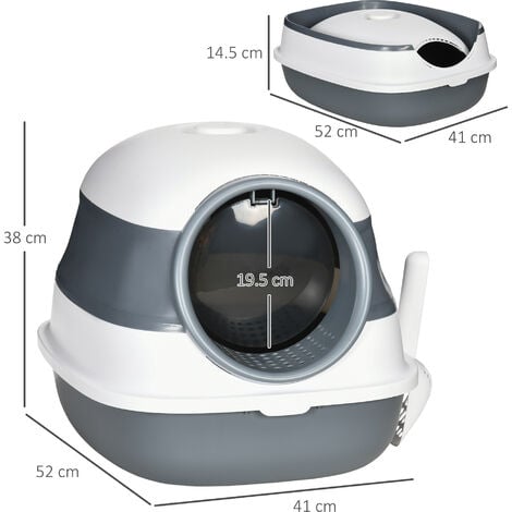 PawHut Foldable Cat Litter Tray Hooded Cat Litter Box w/ High Side White