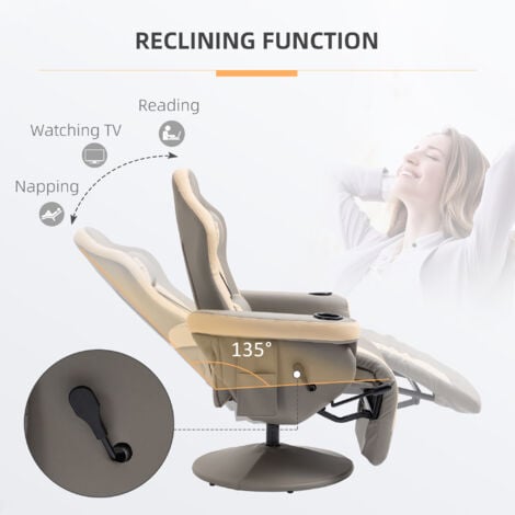HOMCOM Manual Recliner Armchair PU Sofa Chair w/ Footrest & 135° Reclining