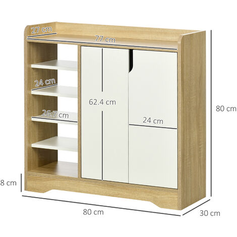 HOMCOM Shoe Cabinet Shoe Storage Organizer with Five Open Shelves, Natural