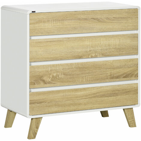HOMCOM 4 Drawer Chest of Drawers for Bedroom, 60 x 40 x 85cm, White main image 0