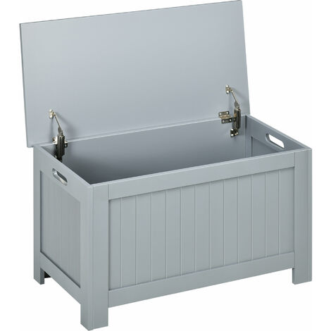 Large Storage Box Toy Chest Cabinet Unit Organizer with Lid & Safety Hinges Grey