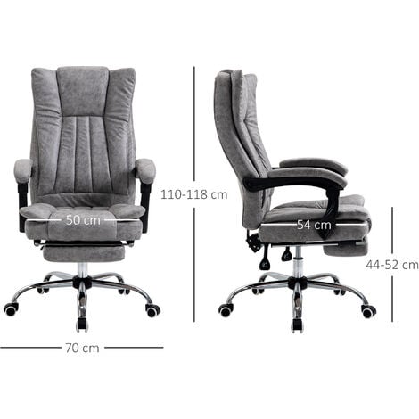 Vinsetto Executive Office Chair Computer Desk Chair for Home w/ Footrest Grey