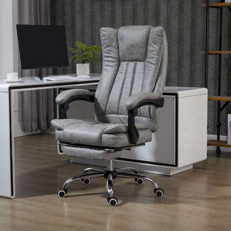 Vinsetto Executive Office Chair Computer Desk Chair for Home w/ Footrest Grey