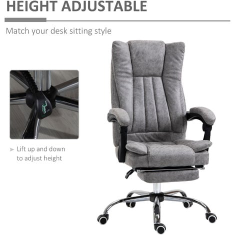 Vinsetto Executive Office Chair Computer Desk Chair for Home w/ Footrest Grey