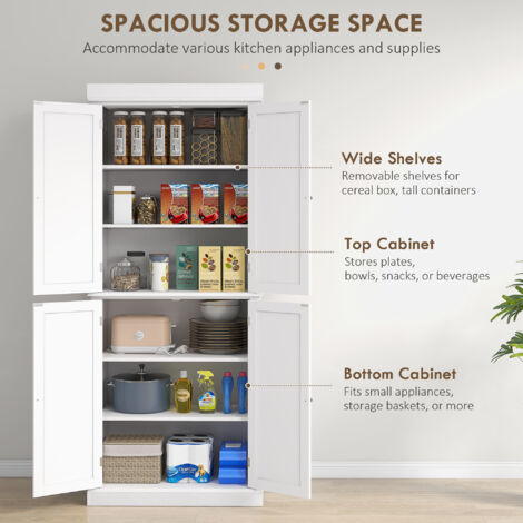 HOMCOM Modern Kitchen Storage Cabinet, 6-Tier Shelves W/ 4 Adjustable ...