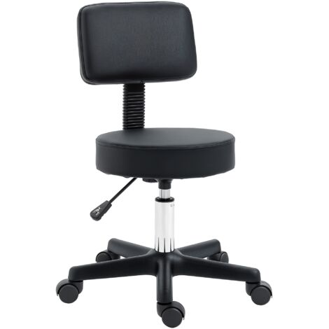 HOMCOM Beautician's Adjustable Swivel Salon Chair Padded Seat Back 5 Wheels Black