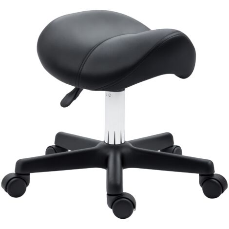 HOMCOM Saddle Stool Adjustable Rolling Salon Chair for Massage Spa Beauty Black new
